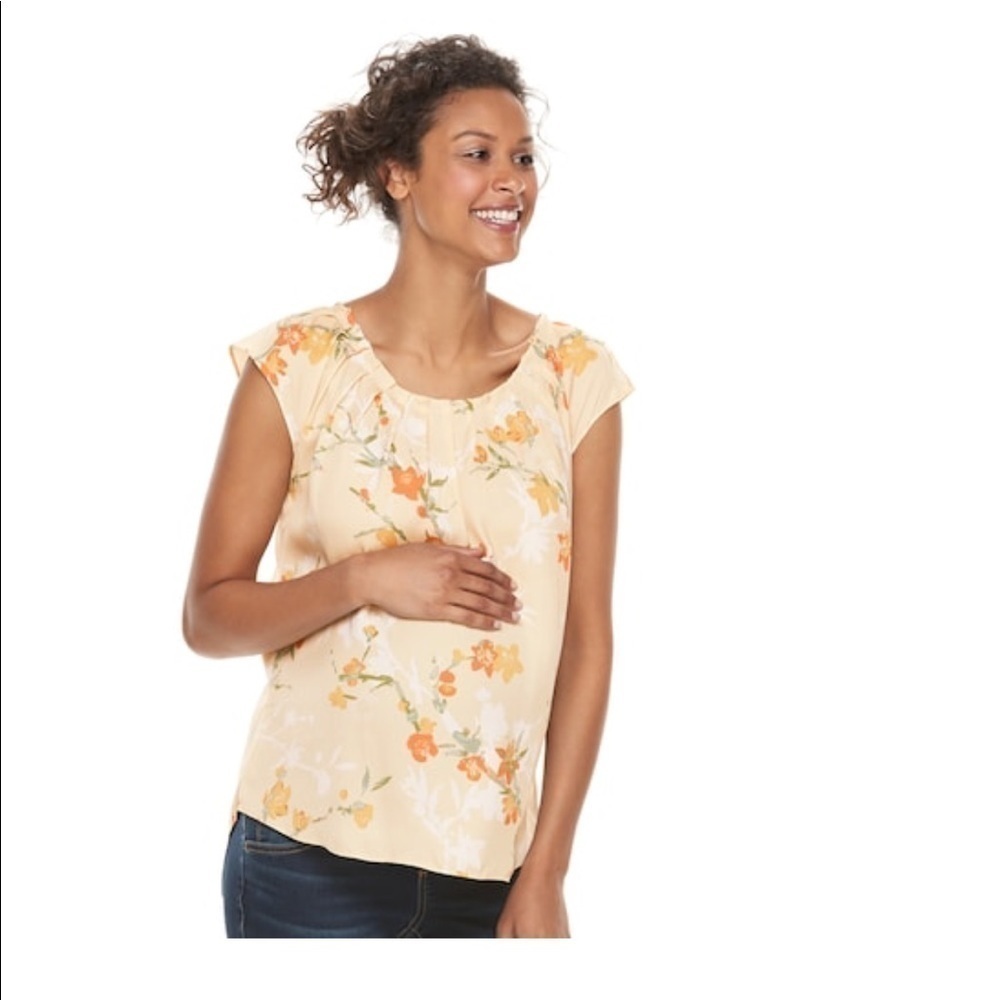 A:glow maternity Women's pleated neck top NWT